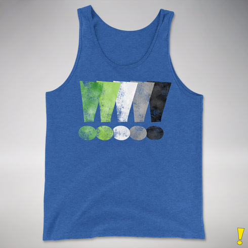 Distressed Aromantic Pride Exclamation Points Premium Tank Top - Royal Blue Triblend